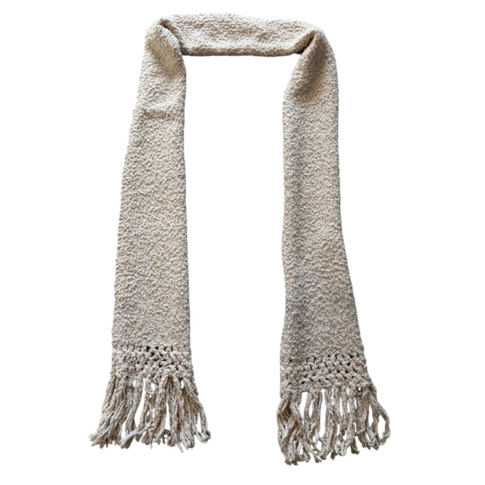 J.Jill Elegant Women’s Tan Chunky Knit Scarf with Fringe Ends Size OS